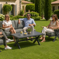 Ensemble de canapés d'extérieur modernes en aluminium - Canapé sectionnel 3 places avec table basse, résistant aux intempéries et durable pour jardin, terrasse et usage en station balnéaire