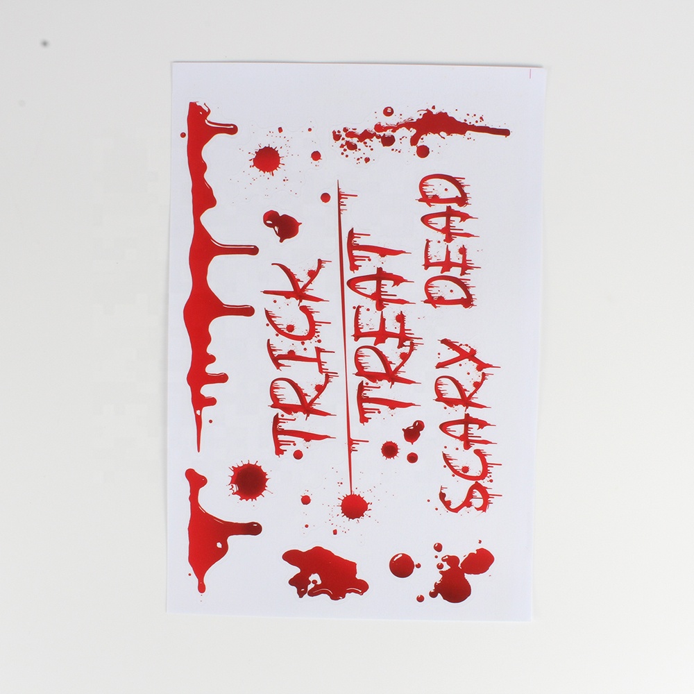 glass films static cling Red Skeleton halloween supplies vinyl blood type pack wall window sticker