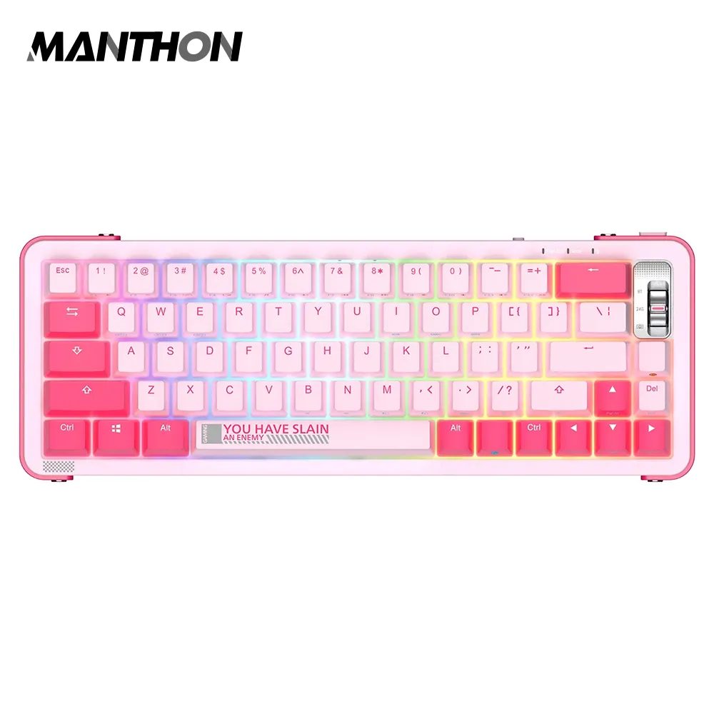 ROYAL AXE Y68 Keyboard mekanis, Keyboard tombol RGB PCB dapat ditukar panas Tipe C 2.4G BT 3 Mode Gaming nirkabel