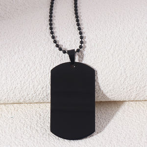 Kalung liontin tag anjing baja tahan karat hitam pria, Perhiasan Pria lapis logam dapat disesuaikan hadiah Nomor lucu - Product Image 2