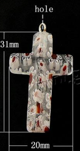 Pendentif en verre Millefiori 20x31x6mm avec attache en fer - Product Image 3
