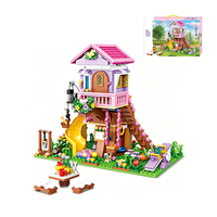 Moc DIY Maison dans les Arbres avec Toboggan Blocs de Construction Jouets d'Assemblage pour Enfants Cadeaux Décoratifs pour Filles