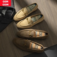 Mocassins en daim personnalisés avec logo, chaussures de conduite pour hommes, en cuir véritable, chaussures habillées décontractées pour hommes