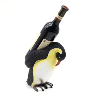 Artes decorativas e artesanato resina de mesa pinguim suportes para garrafas de vinho