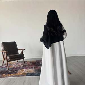 ชุดอาบายะห์สีดำขาวสำหรับผู้หญิงฮาฟิซาห์ พร้อมฮิญาบ ชุดมุสลิมอิสลามแบบเรียบร้อย ชุดเดรสยาวแบบดั้งเดิมของชาวอาหรับ คาฟตัน - Product Image 4