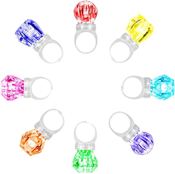 Flashing Led Light up Ring Toys Light up Diamond Rings Glow in the Dark Light up Party Favors for Birthday Concert Party