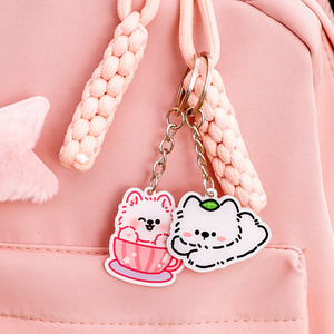 Spot Wholesale Ins Cute <b>Anime</b> West Highland Key Chain Student High Value Bag DIY Pendant Cartoon Acrylic Dog UV Printing - Product Image 3