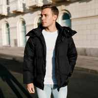 Expédition rapide, stock disponible, veste d'hiver décontractée à capuche pour homme, veste matelassée en coton, coupe-vent, pour un usage quotidien en extérieur, fermeture éclair