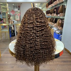 Perruques en cheveux humains vierges vietnamiens bruts bouclés birmans de 18 pouces, avec dentelle frontale suisse 13x4 non traitée, vente en gros - Product Image 5