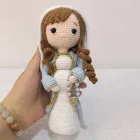 Statuette de la Vierge Marie en coton fait main, crochetée, cadeau de baptême catholique, décoration religieuse chrétienne, Noël