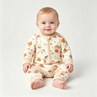 Échantillon Gratuit – Combinaison Bébé en Coton Respirant à Logo Personnalisé, Barboteuse à Pieds Manches Longues pour Nouveau-né, Idéale pour les Activités Quotidiennes