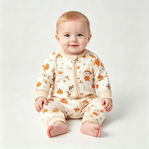Échantillon Gratuit – Combinaison Bébé en Coton Respirant à Logo Personnalisé, Barboteuse à Pieds Manches Longues pour Nouveau-né, Idéale pour les Activités Quotidiennes - Product Image 4