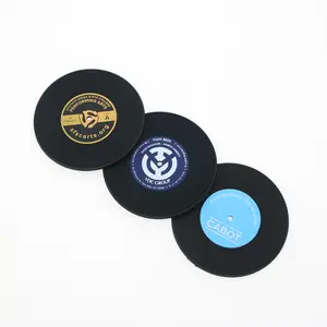 Retro gramofon kayıt ABS kayıt kupası mat coaster disk coaster dairesel silikon bardakaltı yazdırılabilir logo
