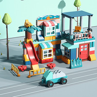 Juguete Educativo de Bloques de Construcción de Piezas Grandes para Niños de 1 a 6 Años, Tema de Edificios Modernos para Jardín de Infancia, ABS