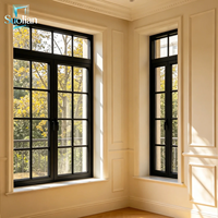 Ventana Abatible de Aluminio Estilo Francés Europeo con Vidrio Aislante Transparente para Arquitectura de Viviendas de Lujo