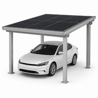 Kit de carport solaire compact 3KW 5KW avec panneaux solaires monocristallins, onduleur connecté au réseau, auvent photovoltaïque en aluminium étanche pour maison/villa