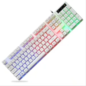 Игровая клавиатура RGB с подсветкой, USB 104, проводная эргономичная клавиатура с русским и испанским языками для ПК и ноутбука