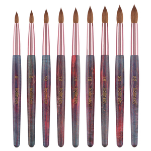 Ensemble de pinceaux à ongles en acrylique Kolinsky de qualité salon, 9 tailles, manche en bois marbré coloré pour la manucure artistique - Product Image 2
