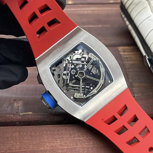 Reloj Automático de Pulsera para Hombre, Multifunción, de Alta Precisión, con Caja de Titanio Pulido y Correa de Goma Roja, Estilo Deportivo - Product Image 4