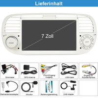 Autoradio Android 15 de 7 pouces avec écran IPS, Carplay, GPS pour Fiat 500 2007-2015