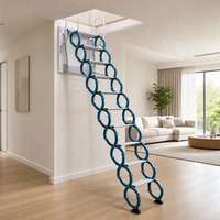 Escalier de grenier télescopique mural en acier au carbone, résistant à la rouille, pliable, pour villa et immeuble duplex