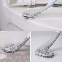 Brosse et support de toilette en Silicone à long manche sans coins morts Flexible nettoyage en profondeur brosse de nettoyage de toilette brosse de toilette de Golf