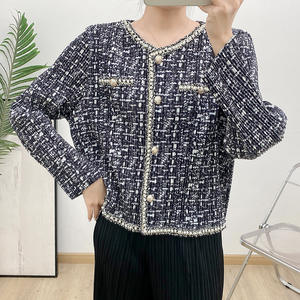 Miyake women's pleated coat spring/<b>summer</b> new round neck single breasted <b>cardigan</b> top versatile casual <b>lady</b> jacket high quality - Product Image 1