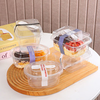 Boîte d'emballage alimentaire transparente en plastique PET jetable de 300 ml pour gâteaux bento, mousse, pâtisseries coupées, desserts et pâtisseries cuites