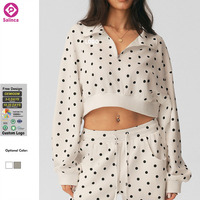 Pull-over sport pour femme à col montant et demi-zip, à pois, séchage rapide, avec logo personnalisé, vente en gros
