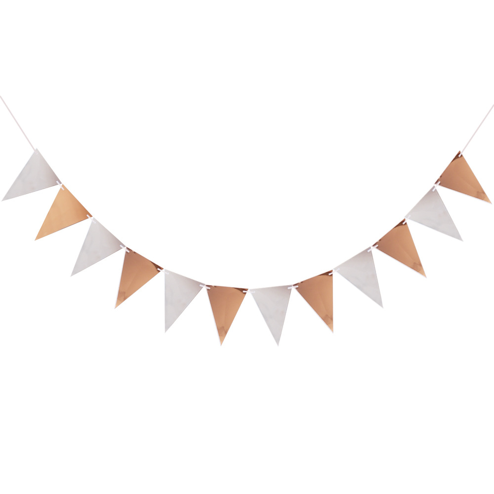 Drapeaux triangulaires miroir-argent-miroir-or rose