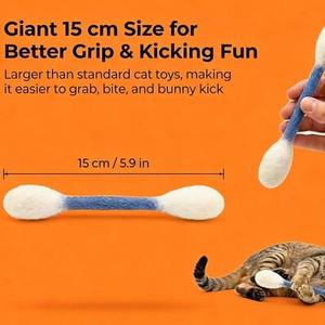 Jouet pour chat en feutre de laine 100% fait main et écologique, avec herbe à chat, surdimensionné, en forme de coton-tige, interactif, à mâcher, pour le nettoyage des <span class=keywords><strong>dents</strong></span> et le soulagement du stress - Product Image 3