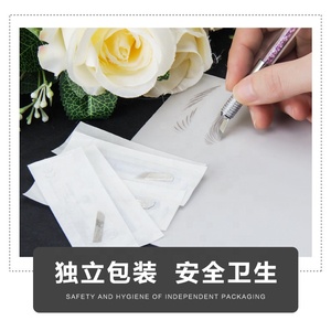 Cuchillas plateadas súper afiladas, <span class=keywords><strong>agujas</strong></span> <span class=keywords><strong>de</strong></span> microsombreado <span class=keywords><strong>de</strong></span> doble hilera, 45 Pines, suministros <span class=keywords><strong>de</strong></span> práctica <span class=keywords><strong>de</strong></span> maquillaje permanente, tatuaje y cejas - Product Image 6