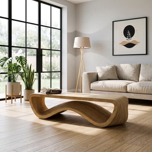 Modern Wood Waiting <b>Chair</b> with Curved Design Minimalist Style for Hotel <b>Reception</b> Eco-Friendly Furniture - Product Image 4