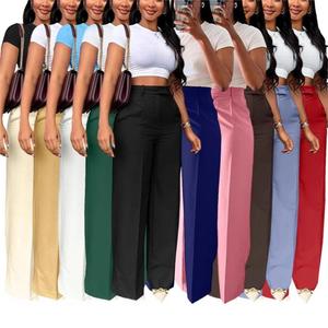 Pantalones Anchos de Cintura Alta para Mujer GX6012, Nueva Moda, Color Sólido, Elegantes, Casuales, Transpirables para Verano, Suministro ODM - Product Image 2