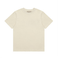 Kaos Pria Katun Murni Kualitas Mewah Kerah O Rib Lengan Pendek Bernapas Gaya Jalanan Oversize Drop Shoulder