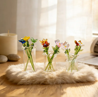 Bouquet de fleurs de naissance personnalisé en verre soufflé à la main, fleur de printemps, cadeau pour maman, cadeaux créatifs en verre, décoration d'intérieur