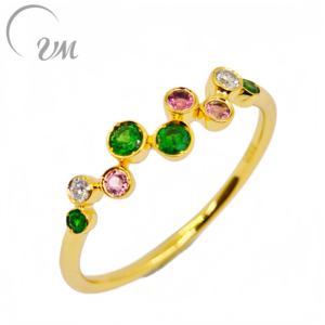 UM jewelry 925 <b>silver</b> colored zircon <b>ring</b> 18k gold-plated for daily wear by <b>men</b> and women wedding anniversary gift for parties - Product Image 1