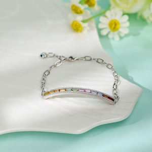 Bracelet Chrétien de Luxe en Or Blanc Massif 18 carats avec Saphirs Colorés Taille Baguette – Cadeaux Précieux – Vente en Gros - Product Image 5