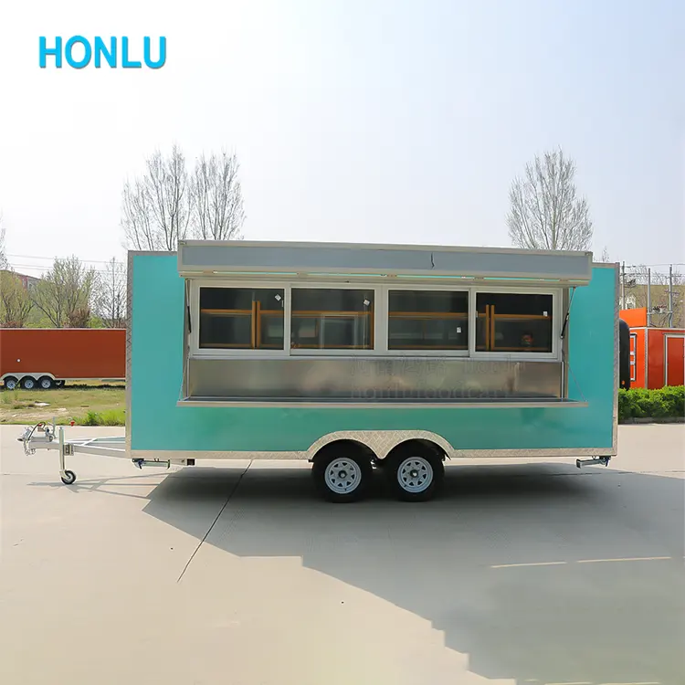 عربة بيع الطعام حجم مخصص عربة مقطورة طعام شاحنة غذاء متنقلة الثلاجة