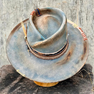 Sombrero <span class=keywords><strong>de</strong></span> <span class=keywords><strong>lana</strong></span> pura retro con banda tejida y decoración <span class=keywords><strong>de</strong></span> plumas <span class=keywords><strong>de</strong></span> animales Sombrero <span class=keywords><strong>de</strong></span> vaquero <span class=keywords><strong>de</strong></span> fieltro <span class=keywords><strong>de</strong></span> <span class=keywords><strong>lana</strong></span> <span class=keywords><strong>de</strong></span> ala ancha a prueba <span class=keywords><strong>de</strong></span> Sol <span class=keywords><strong>de</strong></span> moda vintage - Product Image 2