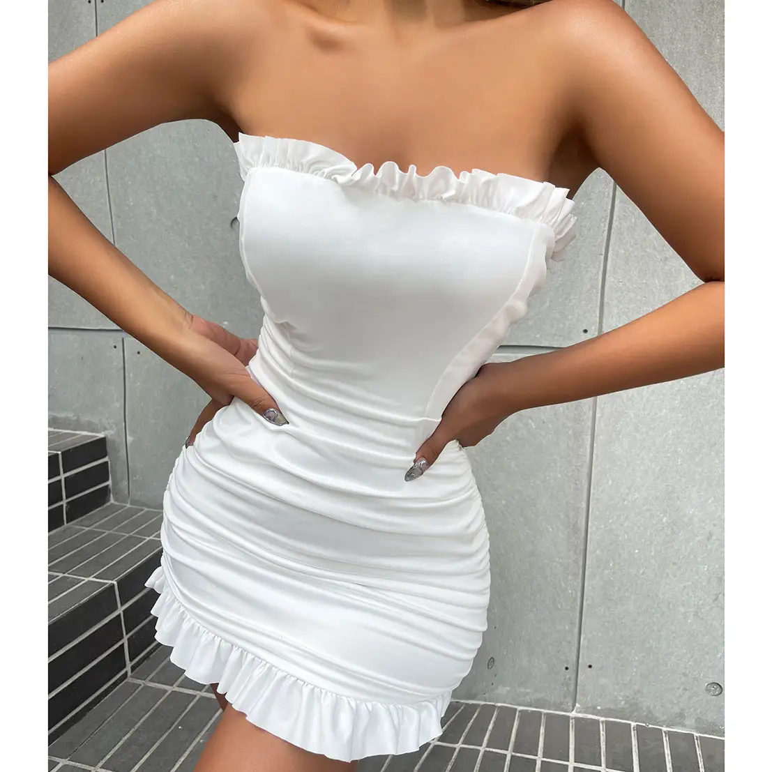 Vestido bodycon feminino, vestido branco quadril 2022