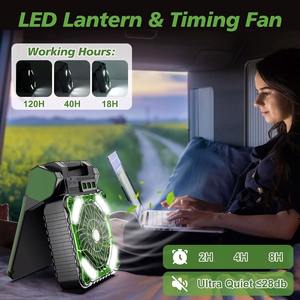 Linterna LED Portátil para Camping con Energía Solar de 10000mAh, Ventilador de 4 Velocidades, Viento Potente, Batería Recargable, Plegable 90° - Product Image 5