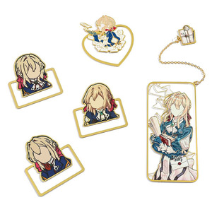Wholesale Stocked Cute Cartoon Book Clip UV Printing Metal Anime Bookmarks with Pendant