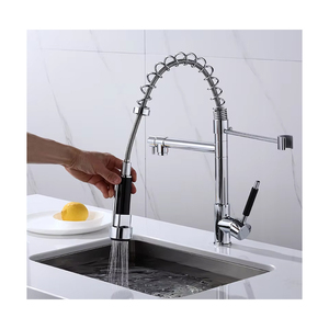Robinet de cuisine chromé <span class=keywords><strong>KOEN</strong></span> KE-6024-1 de haute qualité, design moderne, avec douchette extractible, eau chaude/froide, monocommande, cartouche céramique, à poser sur le plan - Product Image 1
