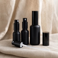 Ensemble de flacons pulvérisateurs pour cosmétiques, emballage vide noir avec pompe pour sérum, lotion, parfum, soins de la peau, vente en gros, fournisseur en vrac