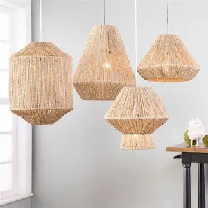 Sanat tasarım Rattan lamba tasarım stili geleneksel Rattan kolye lamba restoran dekoratif ışık otel bambu gölge gölge