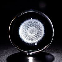 Vente en gros de boules de cristal en verre de cristal gravées au laser 3D personnalisées de haute qualité K9 de 8 cm, cadeaux d'affaires