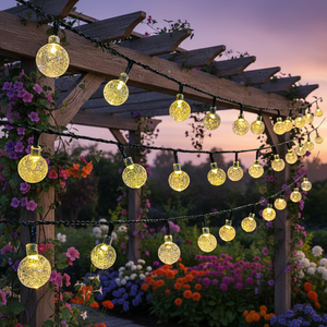 Guirlandes solaires d'extérieur 5m-50m IP65, boules de cristal à bulles, lumières de Noël et de fêtes avec corps en plastique pour jardin, fête, mariage - Product Image 2