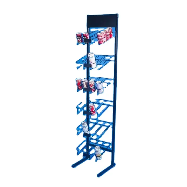 Iron Steel Rod Frame Multi Layer Shelf Holder Metal Wire Bottled Drinks Retail Display Promotion Rack