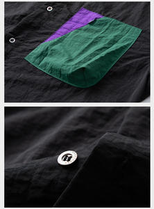 Camisa Casual de Manga Larga con Bolsillo en el Pecho y Bloques de Color de Moda, Cuello Camisero Holgado para Exteriores, Blusa Masculina - Product Image 3